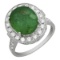 14k White Gold 3.48ct Emerald 0.71ct Diamond Ring