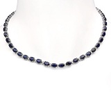 14K Gold 42.93ct Sapphire 1.72ct Diamond Necklace