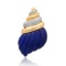 18K Yellow Gold Setting with Carved Lapis and .6ct Diamond Broach