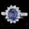 14K White Gold 1.87ct Sapphire and 0.72ct Diamond Ring