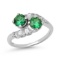 Platinum Setting with 1.02ct Lab Created Emerald and .18ct Diamond Ladies Ring