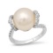 18K White Gold Setting with One 11.5mm South Sea Pearl and 0.40ct Diamond Ladies Ring
