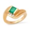 14K Yellow Gold Setting with 0.85ct Emarald and 0.11ct Diamond Ladies Ring