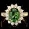 14K Yellow Gold 2.11ct Tourmaline and 1.04ct Diamond Ring
