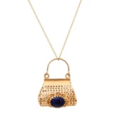 18K Yellow Gold Setting with 4.5ct Sapphire Bag