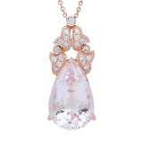 14K Gold 22.17ct Morganite 0.78ct Diamond Pendant