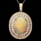 14K Gold 9.89ct Opal 2.38ct Diamond Pendant