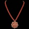 14K Yellow Gold 56.35ct Coral and 5.38ct Diamond Necklace