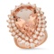 14K Rose Gold with 13.95ct Morganite and 2.36ct Diamond Ladies Ring