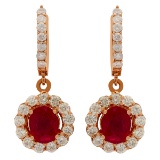 14k Rose Gold 2.79ct Ruby 2.05ct Diamond Earrings