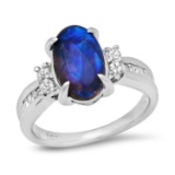 Platinum Setting with 2.73ct Black Opal and 0.37ct Diamond Ladies Ring