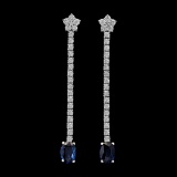 14K Gold 1.30ct Sapphire 1.15ct Diamond Earrings