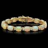 14K Gold 17.12ct Opal 1.47ct Diamond Bracelet