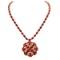 14k Yellow Gold 46.91ct Coral 3.14ct Diamond Necklace