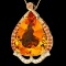 14K Gold 42.18ct Citrine 1.04ct Sapphire and 0.27ct Diamond Pendant