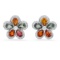 14K White Gold 9.08ct Multi-Colored Sapphire and 2.49ct Diamond Earrings