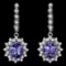 14K White Gold 4.76ct Tanzanite and 1.62ct Diamond Earrings