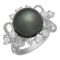 14k White Gold 14mm Pearl 2.26ct Diamond Ring