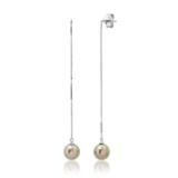 18K White Gold Settings with 8mm pearl Drop Earrings