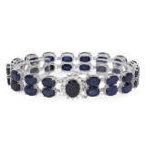 14K Gold 52.29ct Sapphire 0.65ct Diamond Bracelet