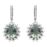 14k White Gold 8.87ct Aquamarine 0.80ct Diamond Earrings