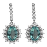 14k White Gold 12.65ct Aquamarine 1.49ct Diamond Earrings