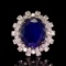 14K White Gold 12.50ct Sapphire and 3.87ct Diamond Ring