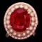 14K Rose Gold 10.85ct Ruby and 1.32ct Diamond Ring