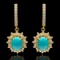 14k Yellow Gold 4.00ct Turquoise 1.50ct Diamond Earrings