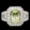 14K White Gold 3.47ct Beryl and 1.29ct Diamond Ring
