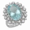 14K White Gold 8.19ct Aquamarine and 1.25ct Diamond Ring