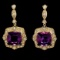 14k Gold 9.71ct Amethyst 2.03ct Diamond Earrings