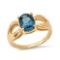 14K Yellow Gold Setting with 2.12ct Blue Topaz Ladies Ring