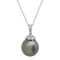 18K White Gold Setting with 15mm Tahitian Pearl and 0.27ct Diamond Pendant