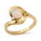14K Yellow Gold Setting with 1.42ct Opal and 0.02ct Diamond Ladies Ring