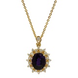 14k Yellow Gold 5.16ct Amethyst 0.73ct Diamond Pendant