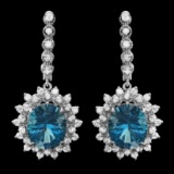 14k Gold 11.65ct Topaz 1.94ct Diamond Earrings