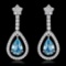 14K White Gold 4.32ct Aquamarine and 2.68ct Diamond Earrings
