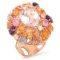 14K Rose Gold 7.57ct Morganite 6.00ct Sapphire and 0.51ct Diamond Ring