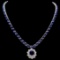 14K White Gold 57.69ct Sapphire and 1.08ct Diamond Necklace