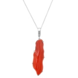 Platinum Free form Coral Pendant on 18 14K Gold Chain