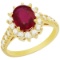 14k Yellow Gold 2.23ct Ruby 0.75ct Diamond Ring