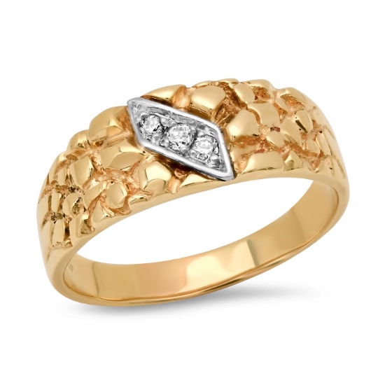 18K Yellow Gold Setting with 0.3ct Diamond Mens Ring