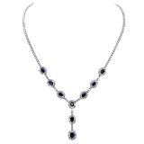 14k White Gold 5.16ct Sapphire 5.71ct Diamond Necklace