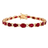 14k Yellow Gold 15.13ct Ruby 0.54ct Diamond Bracelet