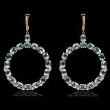 14k Rose Gold 32.14ct Aquamarine 0.80ct Diamond Earrings