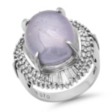 Platinum Setting with 17.78ct Star Sapphire and 0.70ct Diamond Ladies Ring