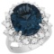14k White Gold 9.88ct Blue Topaz 0.93ct Diamond Ring