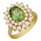 14k Yellow Gold 1.92ct Green Tourmaline 1.44ct Diamond Ring