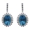 14k White Gold 51.78ct Topaz & 1.83ct Sapphire 1.12ct Diamond Earrings